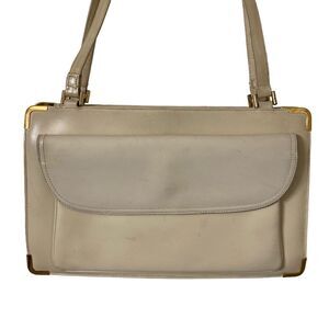 Vintage Mark Cross Shoulder Bag Purse Ivory Leather Dust Bag